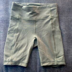 Lululemon 7” olive green biker shorts